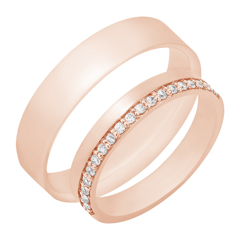 Snubní prsteny s diamanty z růžového zlata
