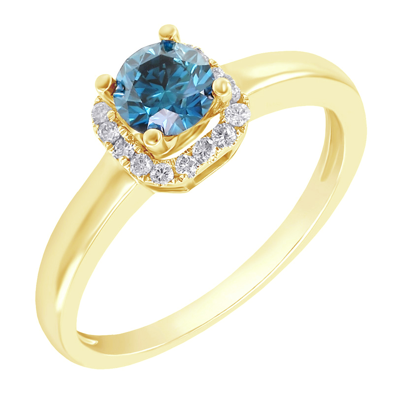 Zlatý prsten s modrým diamantem 79140