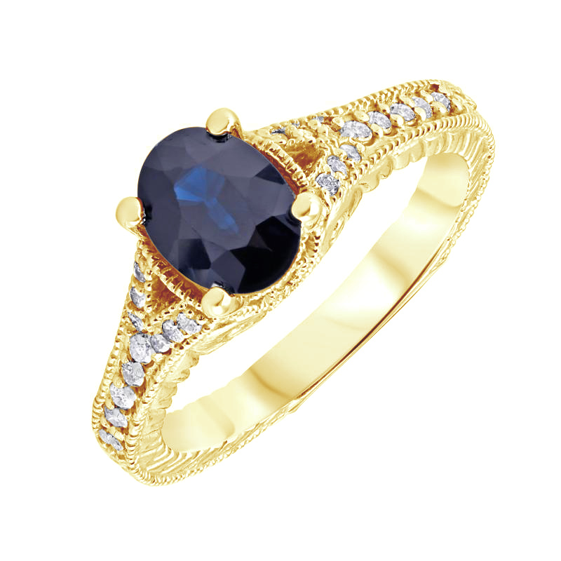 Zlatý prsten se safírem a diamanty 79230