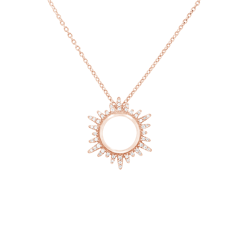 Náhrdelník ve tvaru diamantového slunce z růžového zlata 79700