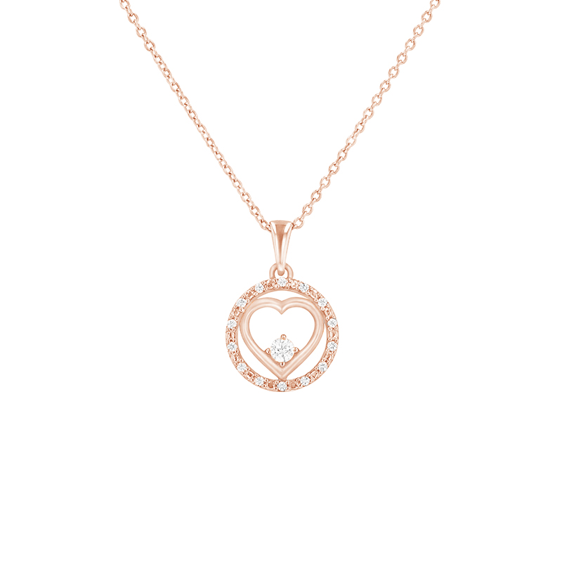 Romantický přívěsek s diamanty z růžového zlata 80570