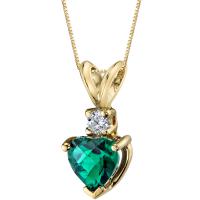 Zlatý náhrdelník se smaragdovým srdíčkem a diamantem Dorevie