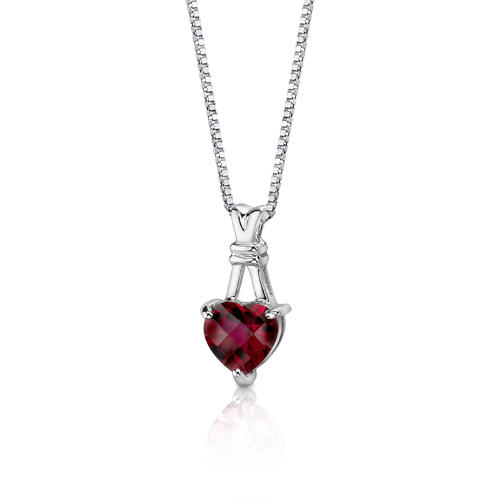 Stříbrný náhrdelník s rubínovým srdcem 8160