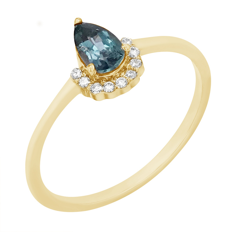 Zlatý prsten s alexandritem a diamanty