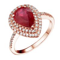 Zlatý prsten s rubínem a diamanty Jaishree