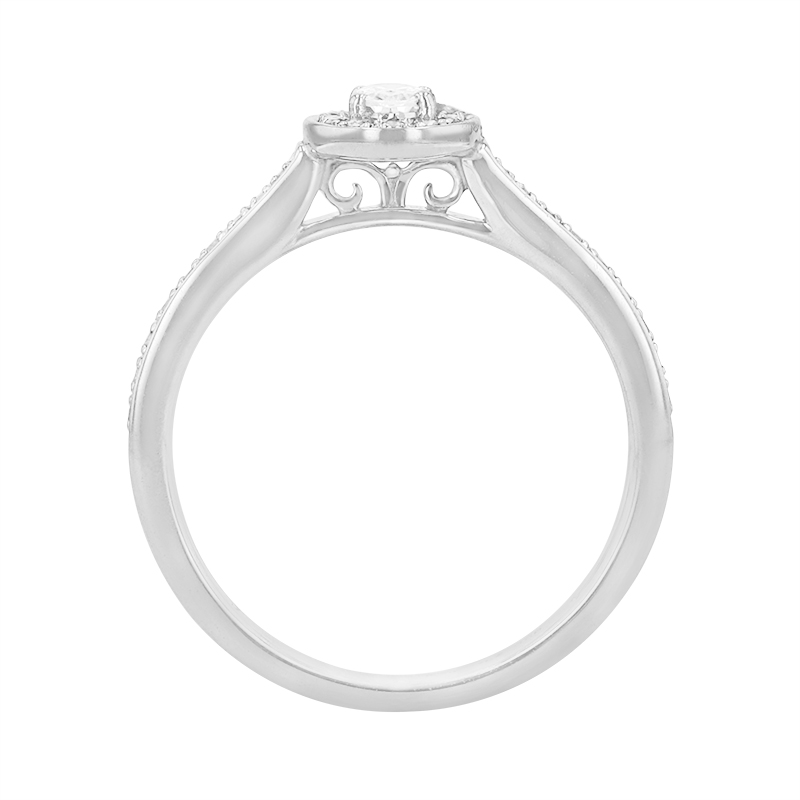 Halo prsten s blyštivými diamanty z bílého zlata 84310