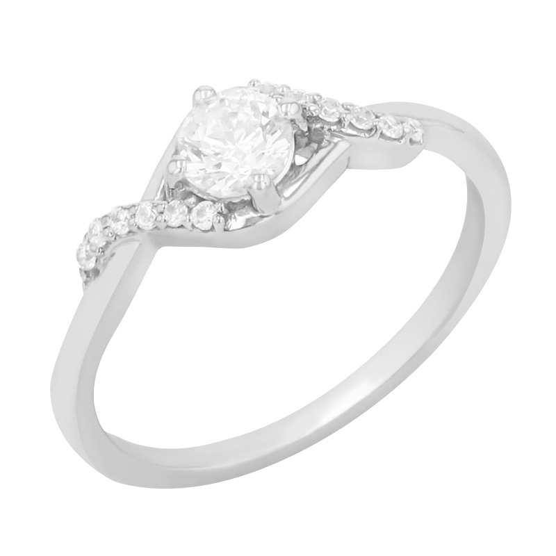 Zásnubní prsten s postranními diamanty z bílého zlata