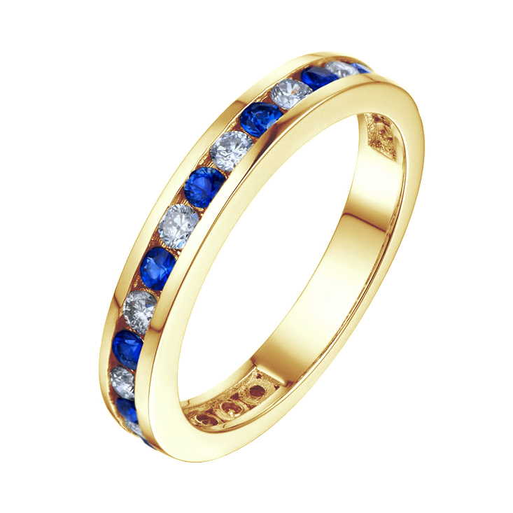 Zlatý prsten se safíry a diamanty 86480
