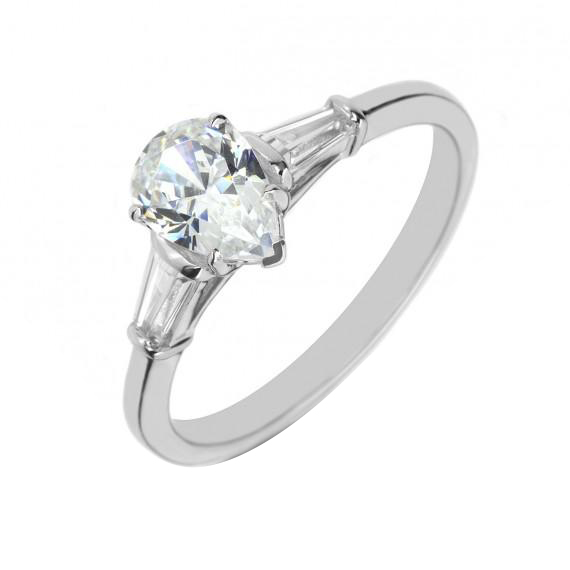 Platinový zásnubní prsten s diamantem ve tvaru slzy Valle