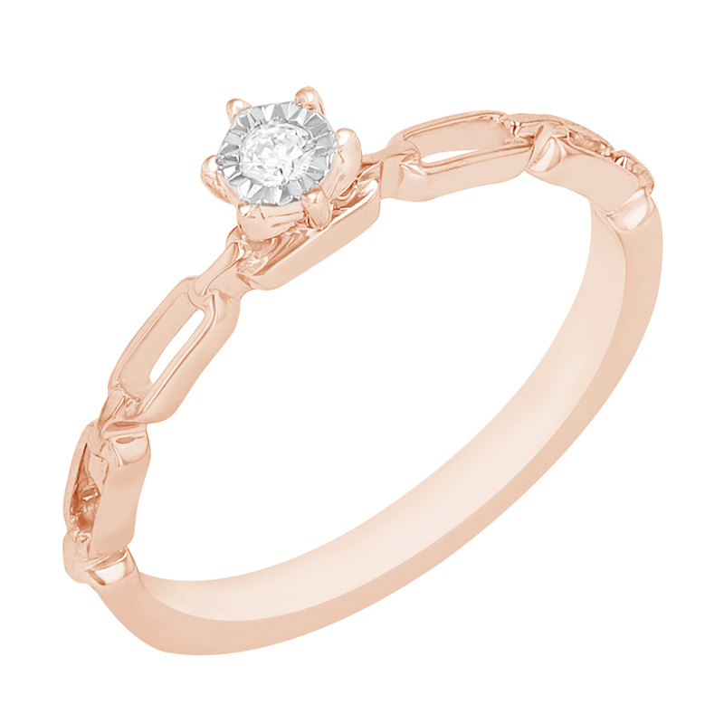 Netradiční diamantový prsten z růžového zlata 87020