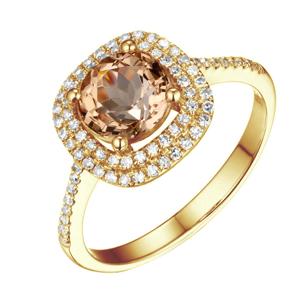 Zlatý prsten s morganitem a diamanty 87280
