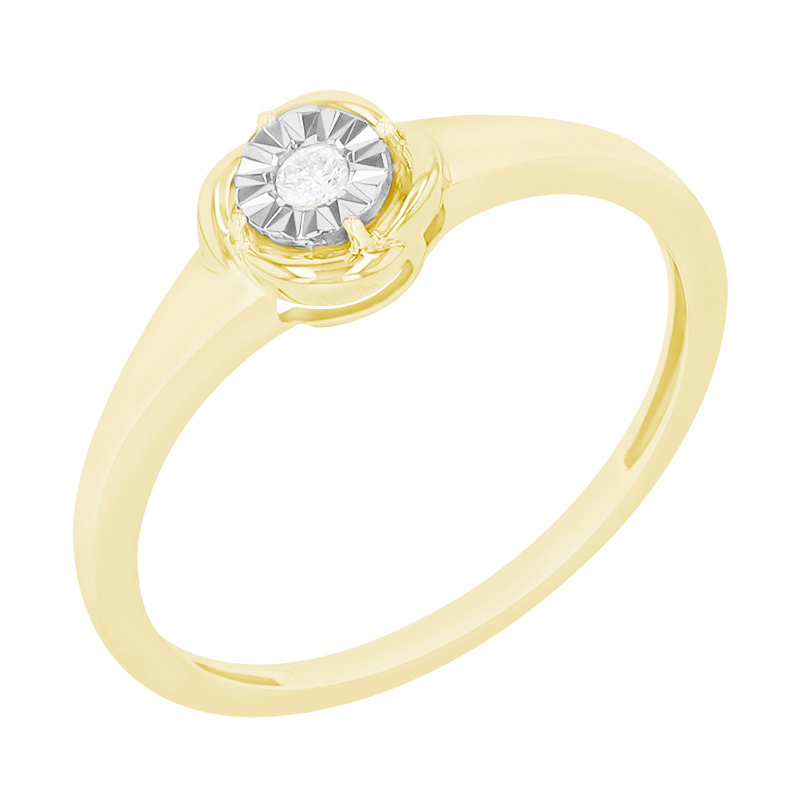 Prsten s diamantem ve stylu solitaire ze žlutého zlata