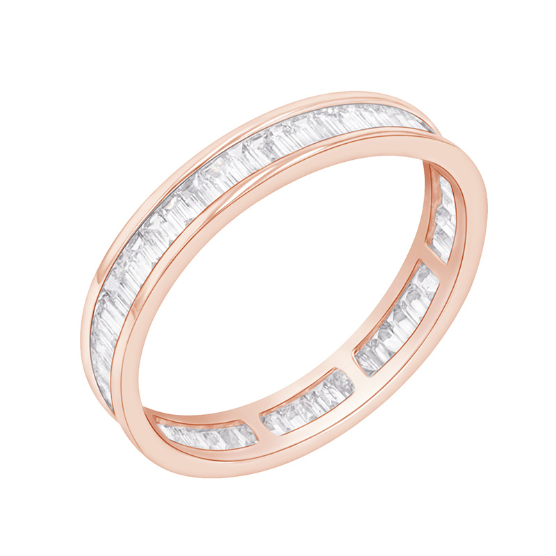 Eternity prsten s baguette diamanty z růžového zlata 89660