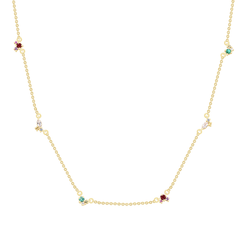 Cluster náhrdelník s barevnými drahokamy