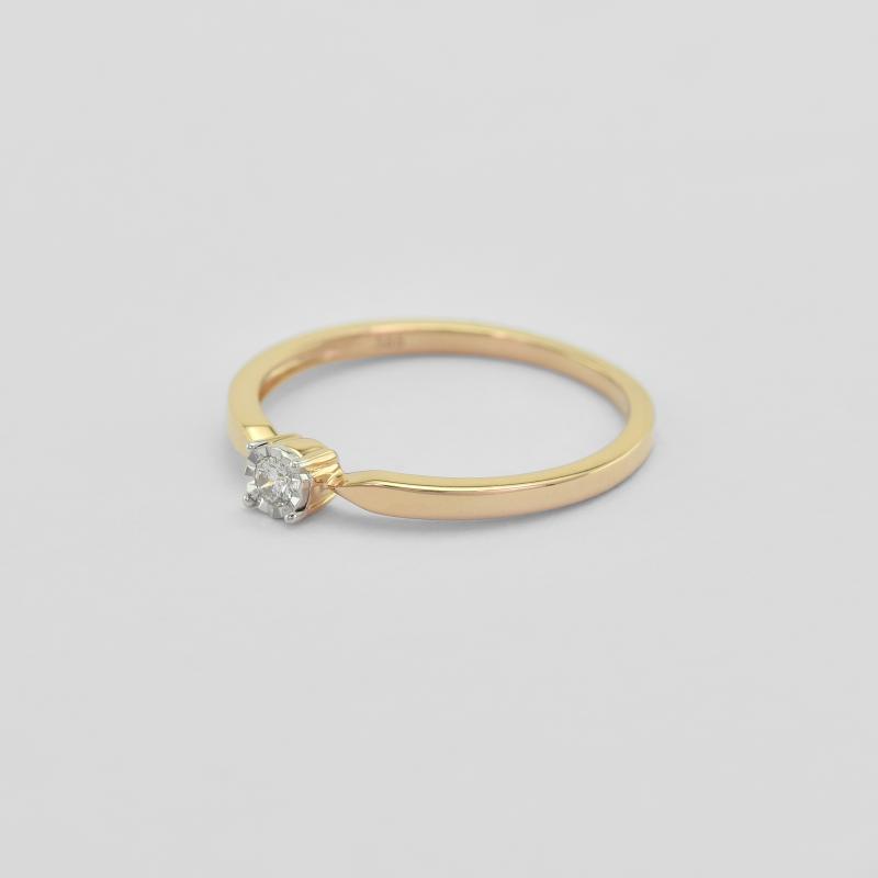 Prsten s diamantem typu soliter z růžového zlata 91000