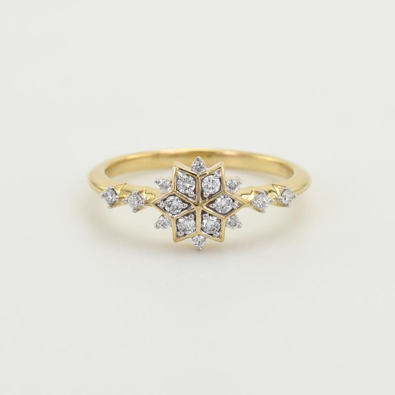Zlatý prsten s hvězdou z diamantů 91350
