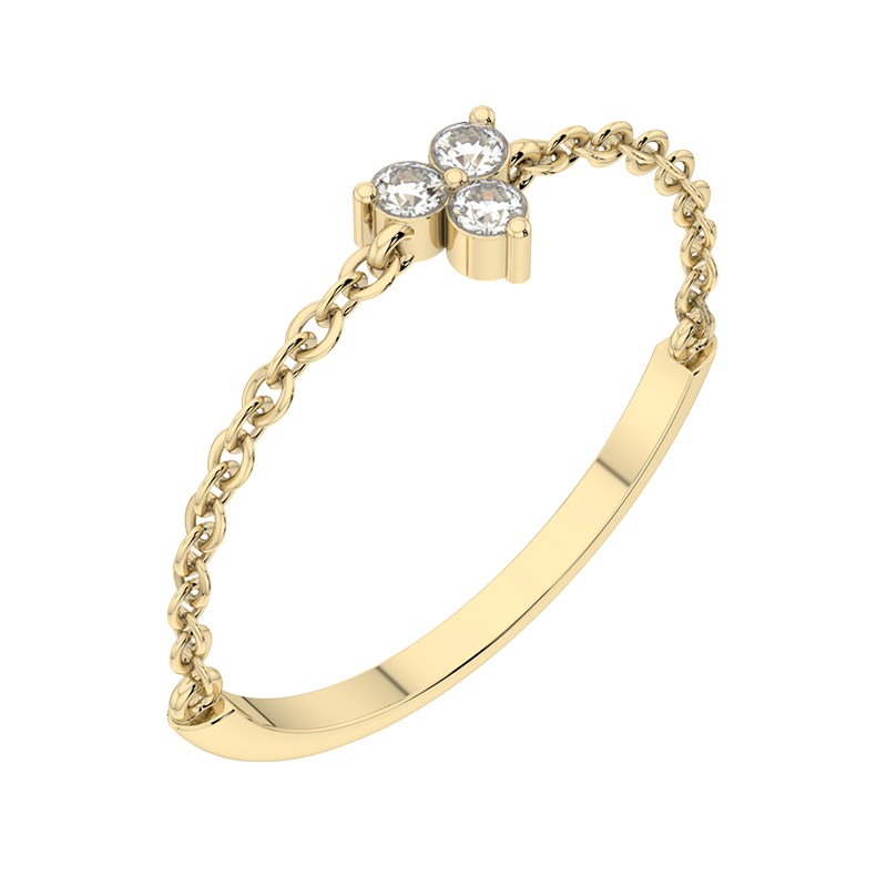 Netradiční minimalistický prsten s diamanty ze žlutého zlata 91720