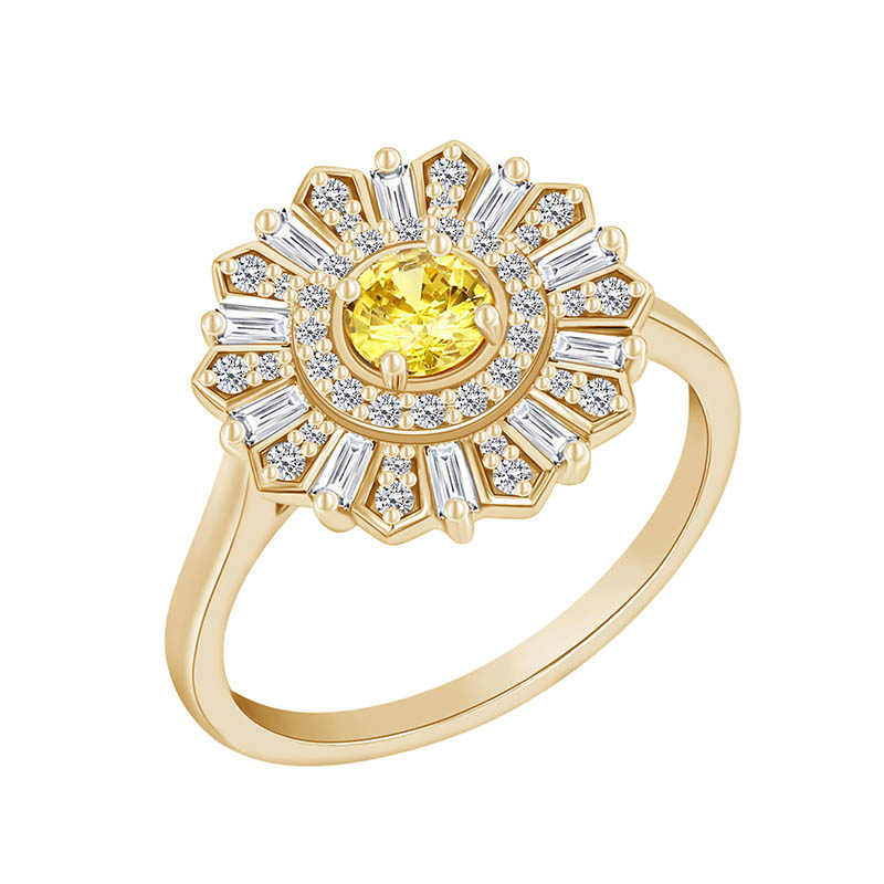 Safírový prsten se syntetickými diamanty ze zlata 92030