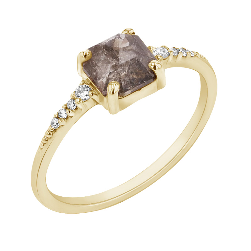 Zlatý prsten s diamantem salt and pepper 93890