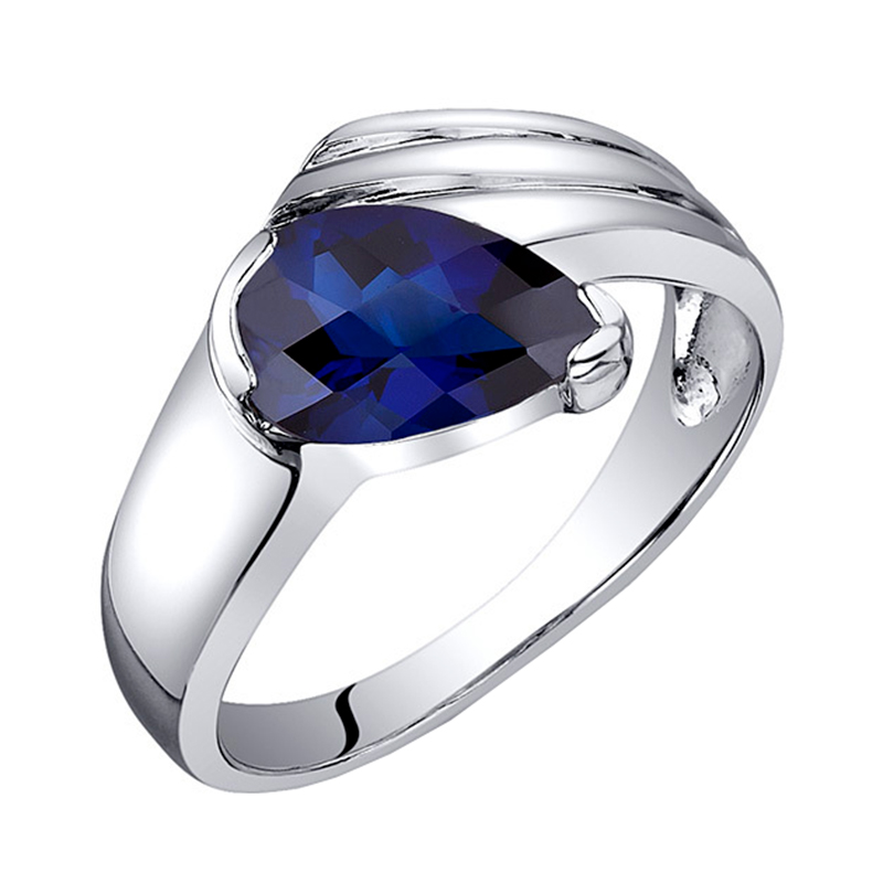 Stříbrný prsten s modrým safírem Siewa