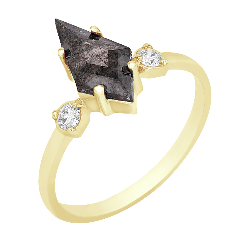 Zlatý prsten s kite salt and pepper diamantem Melitta 97520