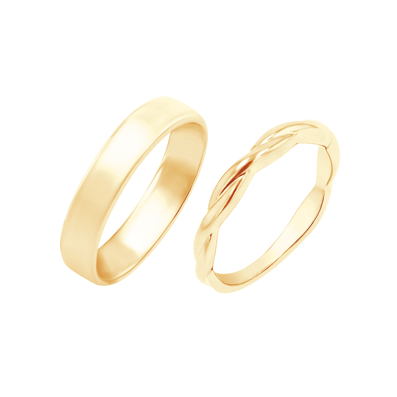 Dámský proplétaný prsten a pánský komfortní snubní prsten Gabriel 98680