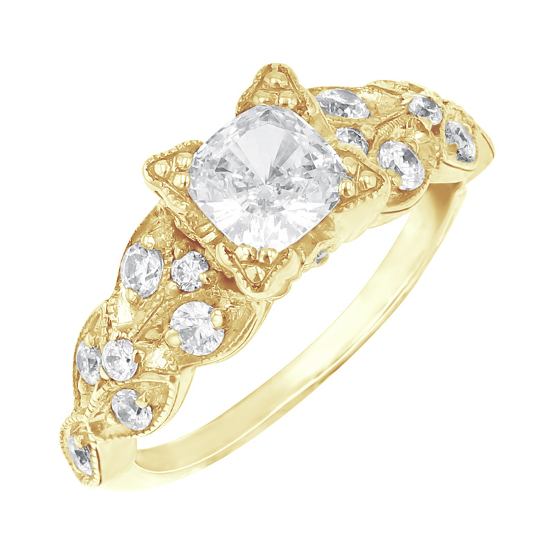 Zlatý zásnubní vintage prsten plný diamantů Galya 98910