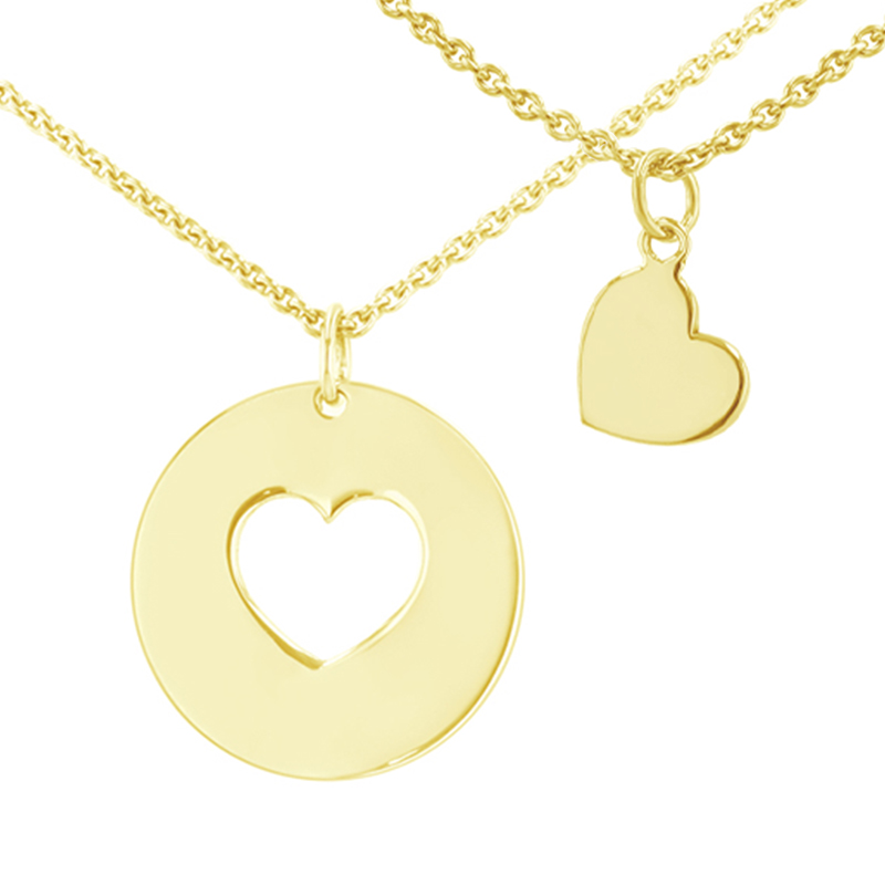 Set stříbrných náhrdelníků ve tvaru srdce pro dva Elly
