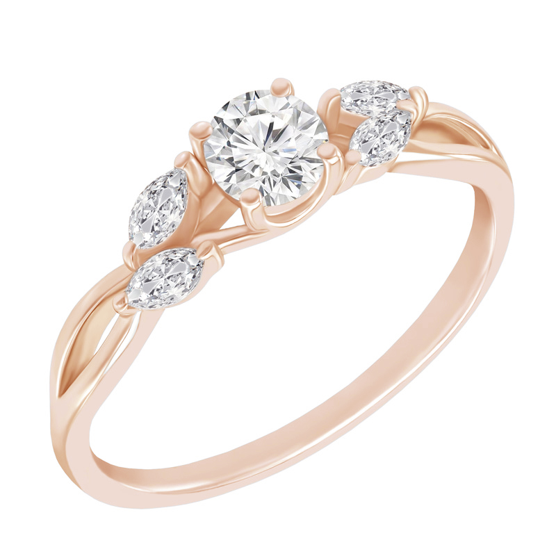 Zásnubní prsten s moissanitem a marquise diamanty Halym 100461
