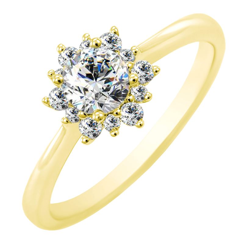 Zásnubní prsten s moissanitem a lab-grown diamanty Condeh 100601