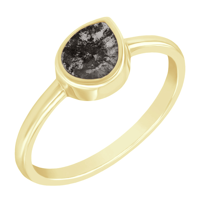 Zlatý prsten se salt´n´pepper pear diamantem Lindsay 101161