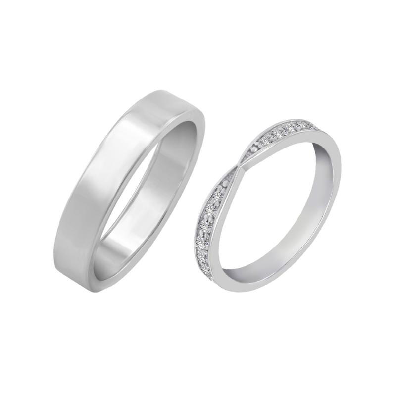 Eternity prsten s lab-grown diamanty a pánský plochý prsten Turpein