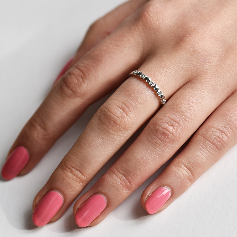 Srdíčkový prsten s lab-grown diamanty a komfortní prsten Mira 101991