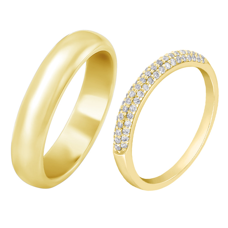 Eternity prsten s lab-grown diamanty a pánský půlkulatý prsten Vilana 102191