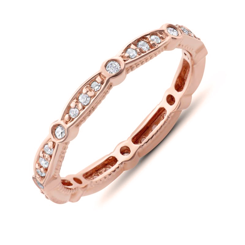 Eternity prsten s lab-grown diamanty a pánský plochý prsten Benitez 102311