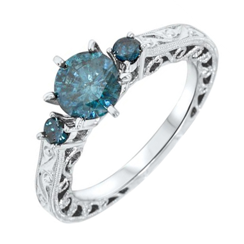 Zásnubní prsten s modrými diamanty Sikata