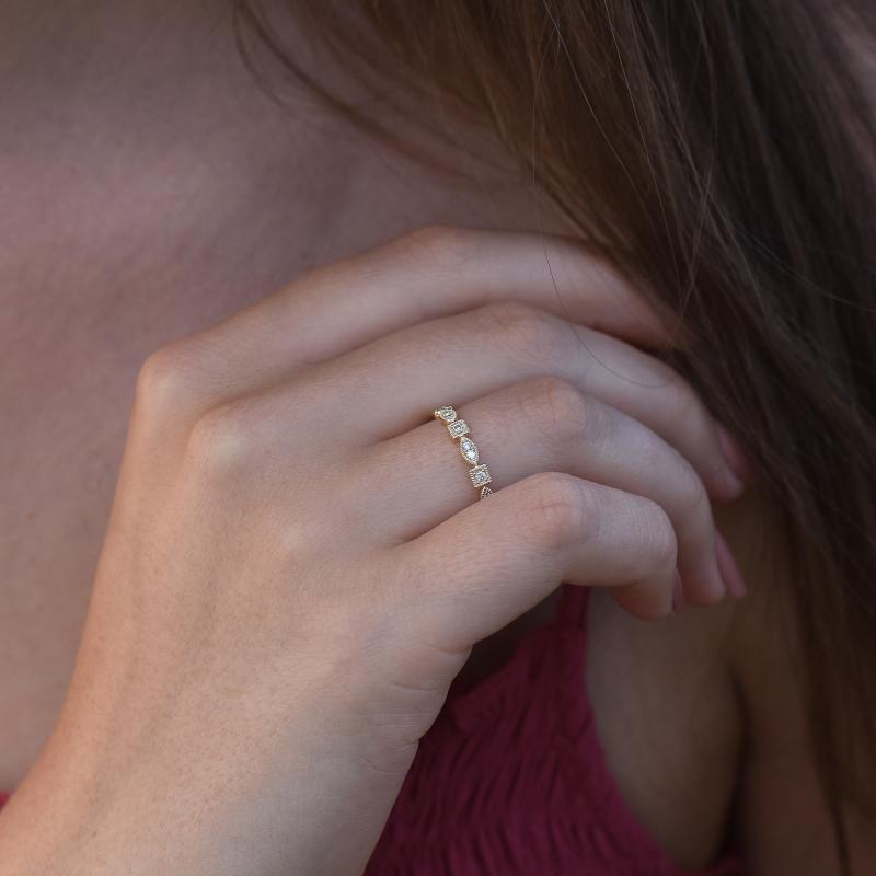 Vintage prsten s lab-grown diamanty a komfortní pánský prsten Hadya 105851