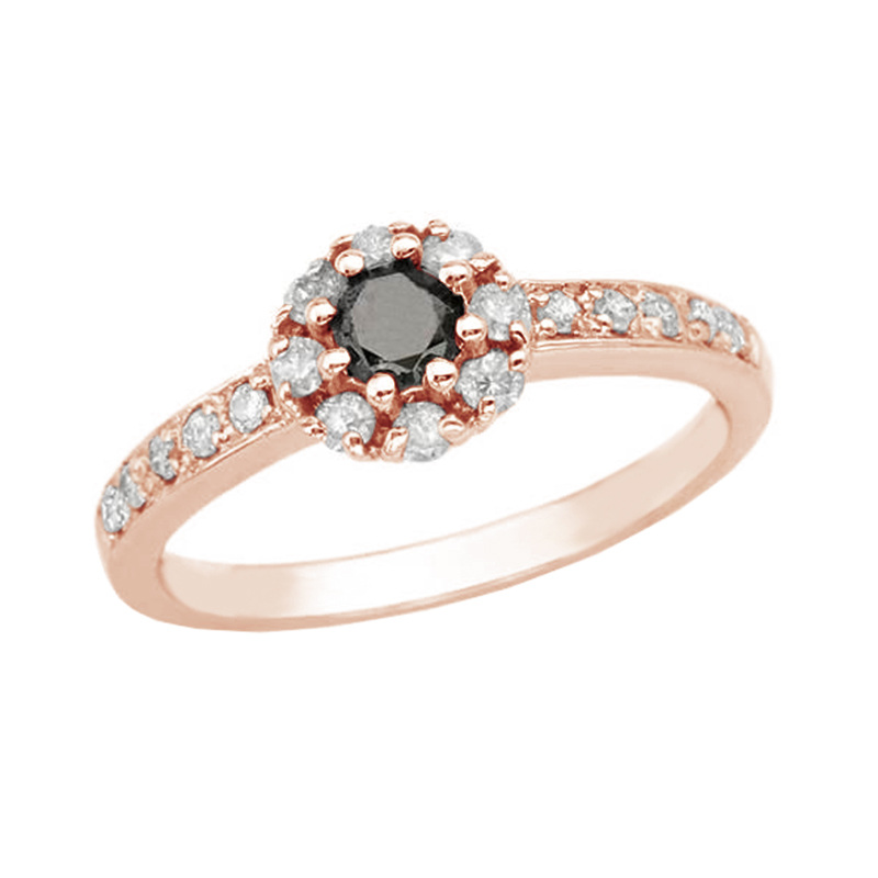 Halo prsten s černým diamantem Mehal 106791