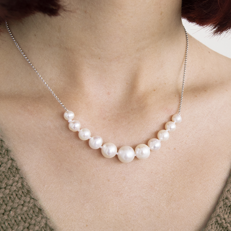 Elegantní stříbrný náhrdelník s perlami Liber 109401