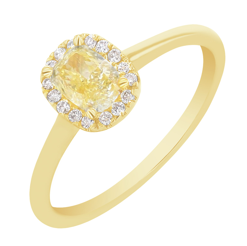 Zásnubní prsten s 0.46ct IGI certifikovaným žlutým lab-grown diamantem Eduta