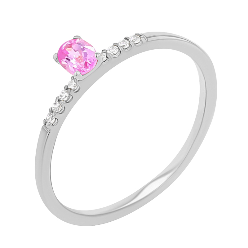 Zásnubní prsten s růžovým safírem a lab-grown diamanty Terry 113011