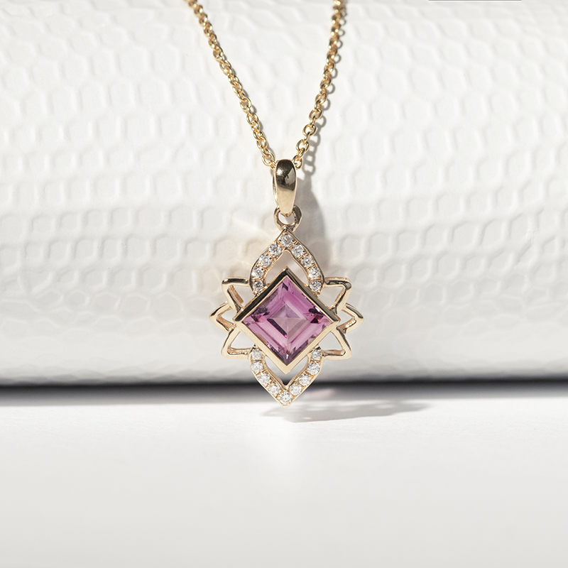 Turmalínový zlatý náhrdelník s diamanty Kieran 113031