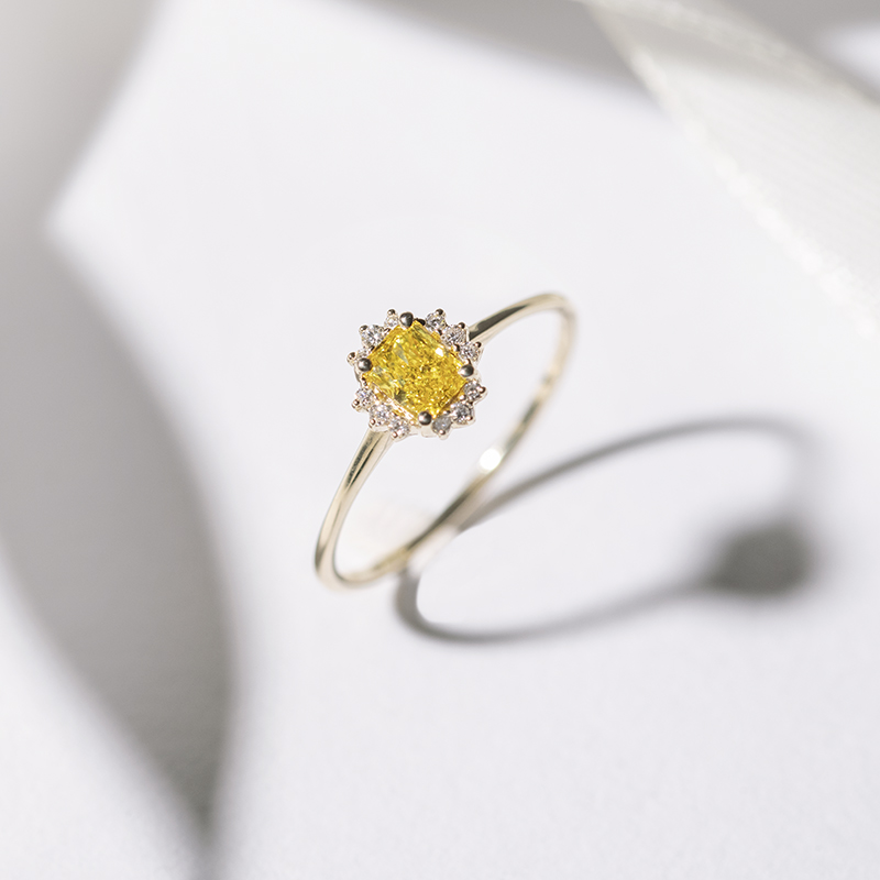 Halo prsten s 0.32ct IGI certifikovaným žlutým lab-grown diamantem Jolyon 113521