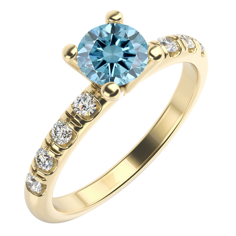 Zásnubní prsten s certifikovaným fancy blue lab-grown diamantem Megha 113721