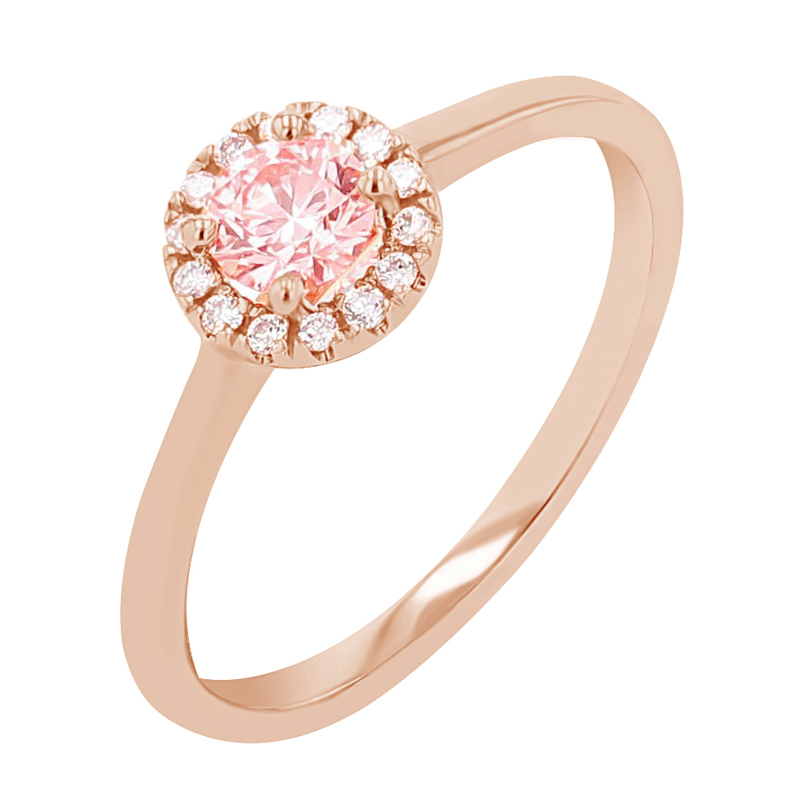Halo prsten s certifikovaným fancy pink lab-grown diamantem Cassidy