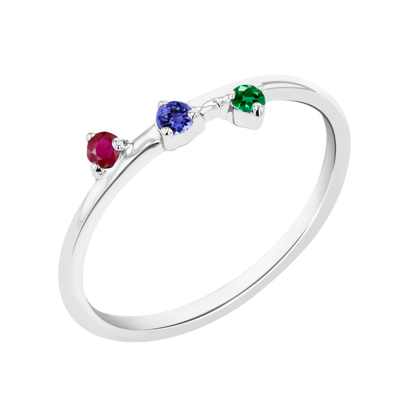 Minimalistický prsten se třemi drahokamy dle vašeho výběru Idalia 115241