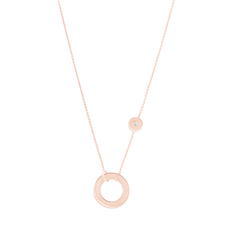 Stříbrný kruhový náhrdelník s diamantem Emelda 115601