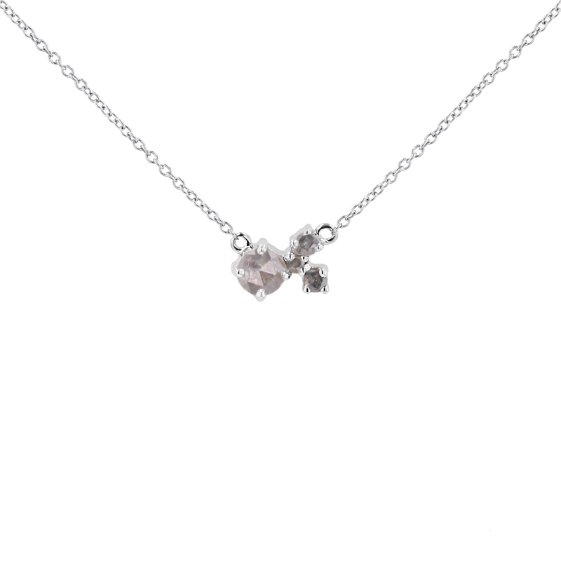 Stříbrný cluster náhrdelník se salt and pepper diamanty Millie 116161