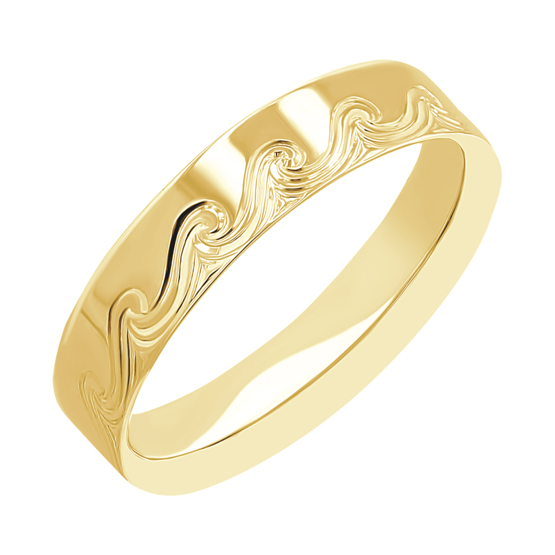 Snubní prsteny s ruční rytinou vln Carlin 116401