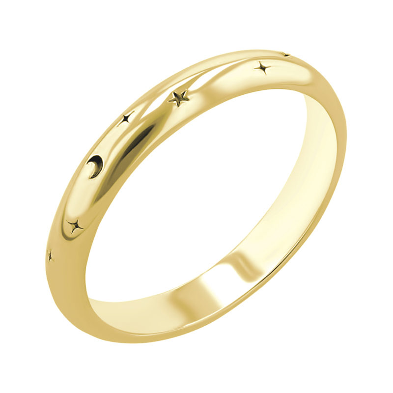 Snubní prsteny s gravírem hvězd a měsíce Furilla 116411
